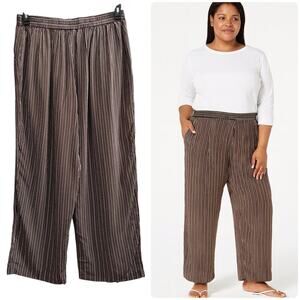 Jennifer Moore Silk Brown White Striped Pocket Lightweight Pant Plus Size 20W